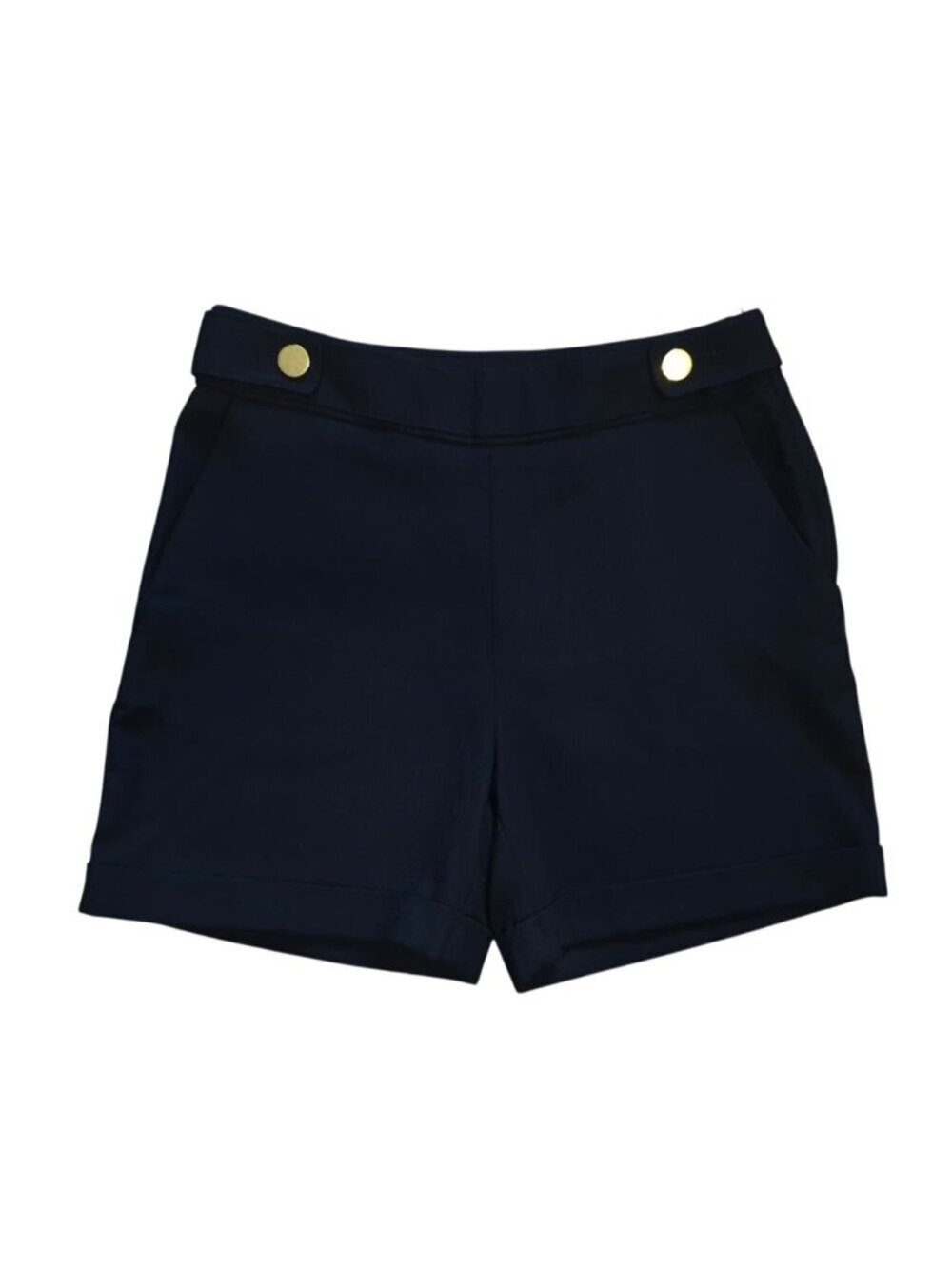 H&M Women’s Black High Waisted Shorts Size 6 Gold Button Side Zip Casual Dressy